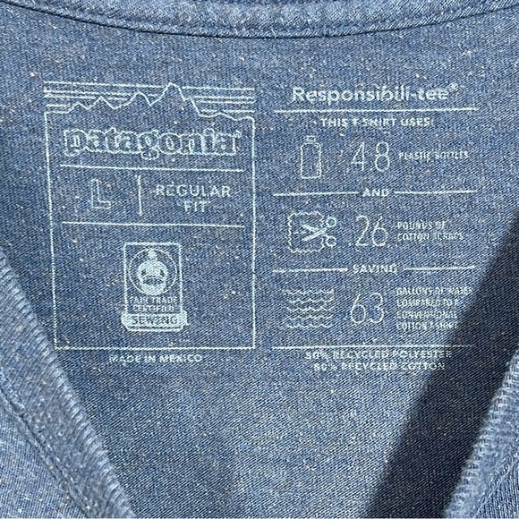 PATAGONIA LINE LOGO RIDGE POCKET RESPONSIBILI-TEE MEN'S BLUE BACK GRAPHIC LARGE - Picture 6 of 13